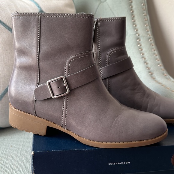 Cole Haan Weatherproof Stormcloud Grey Huntley Booties - Picture 2 of 14